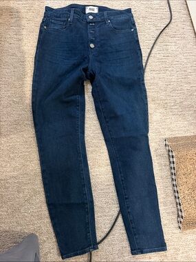 PAIGE Indigo High-Rise Button-Fly Skinny Jeans
